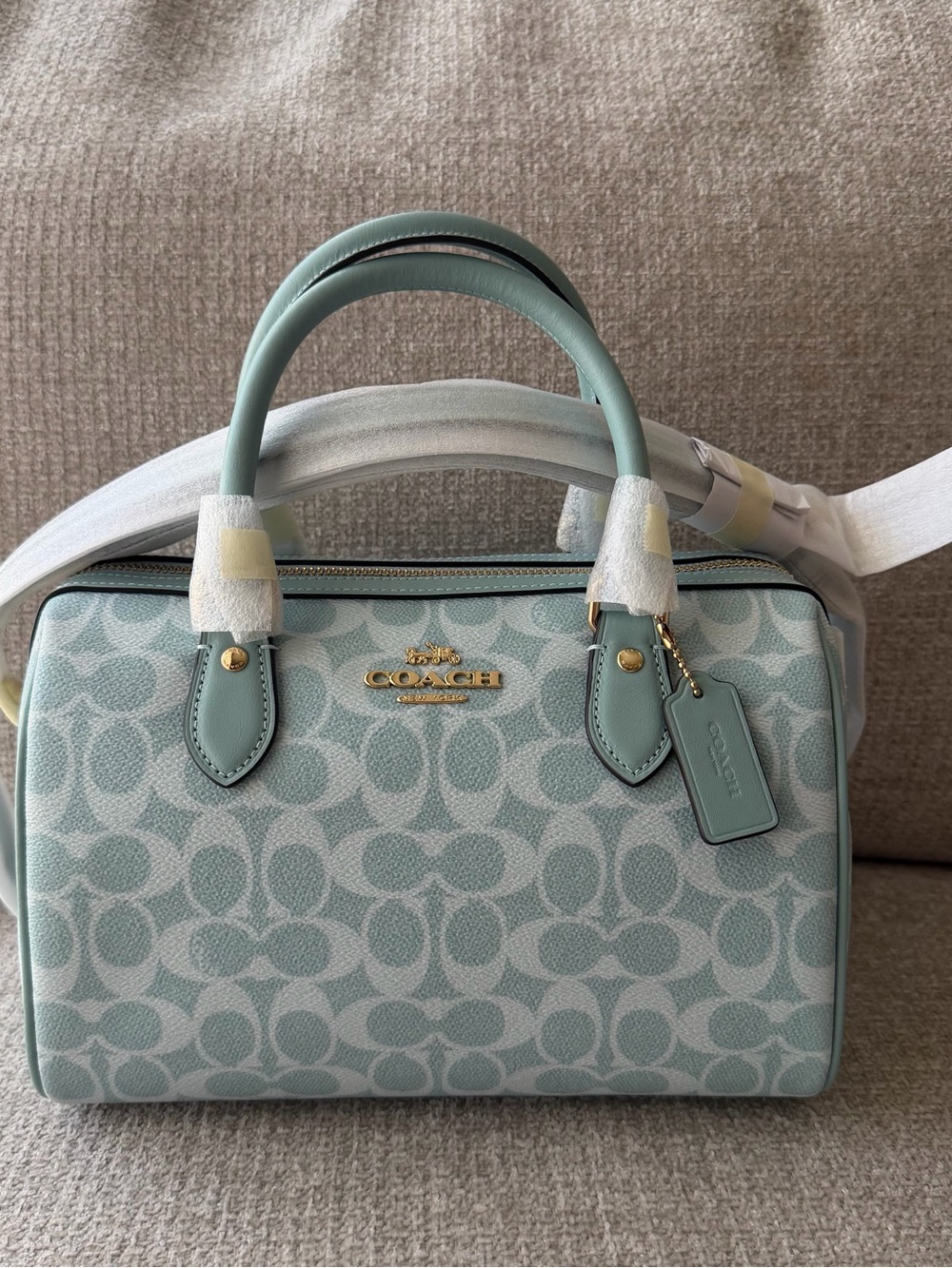 COACH Signature Medium Rowan in Light Blue